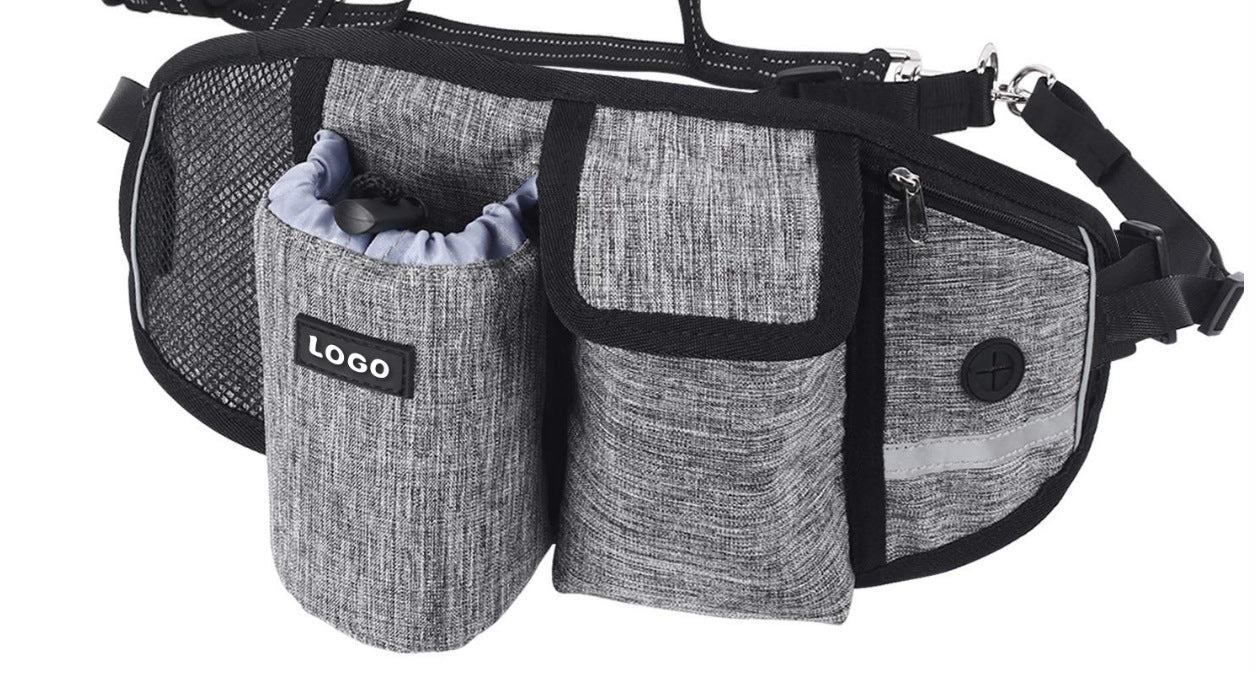 Reflective stitching detail on the hands-free dog training leash