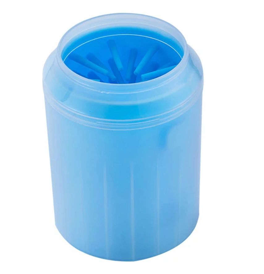 Portable dog paw cleaner cup with soft silicone bristles inside