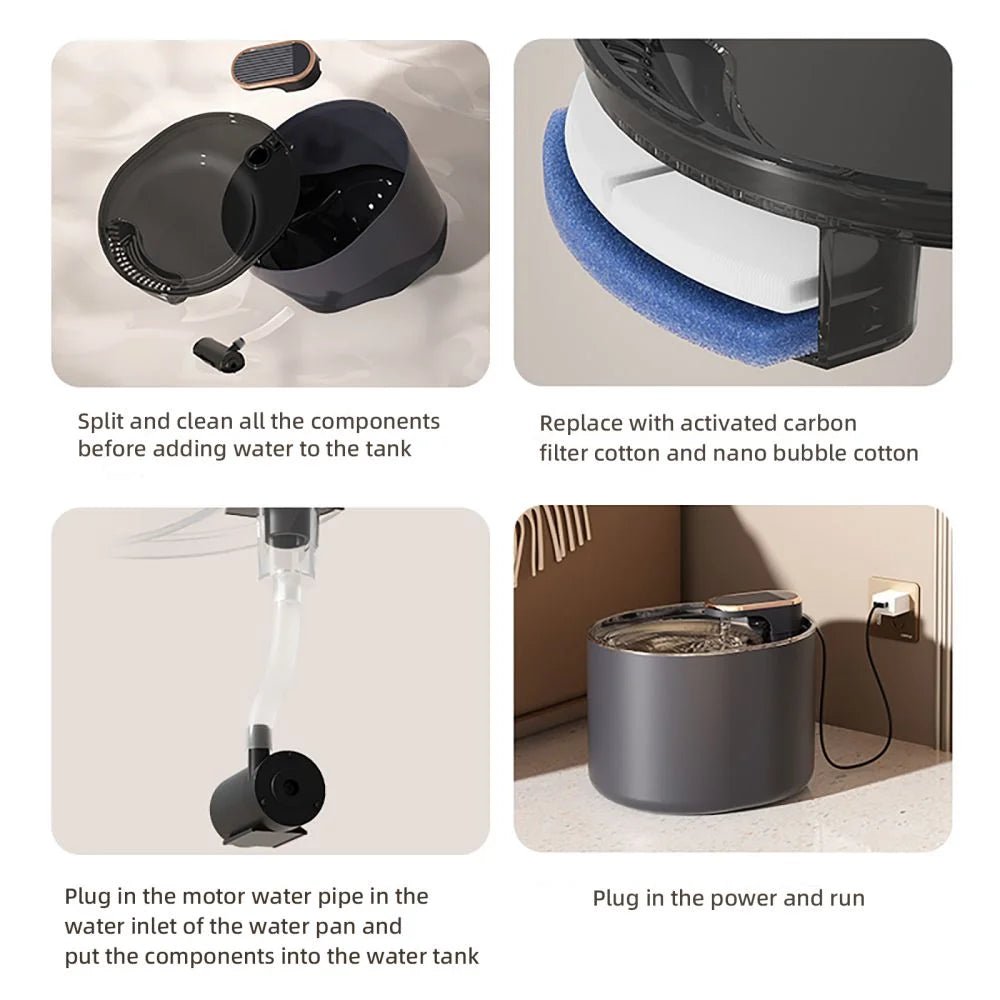 Dog Cat Water Fountain, 101Oz/3L Ultra-Quiet Automatic Dog Water Bowl Dispenser, Built-In Activated Carbon Filter Pet Water Fountain, Automatic Cat Water Dispenser for Cats, Dogs, Other Pets