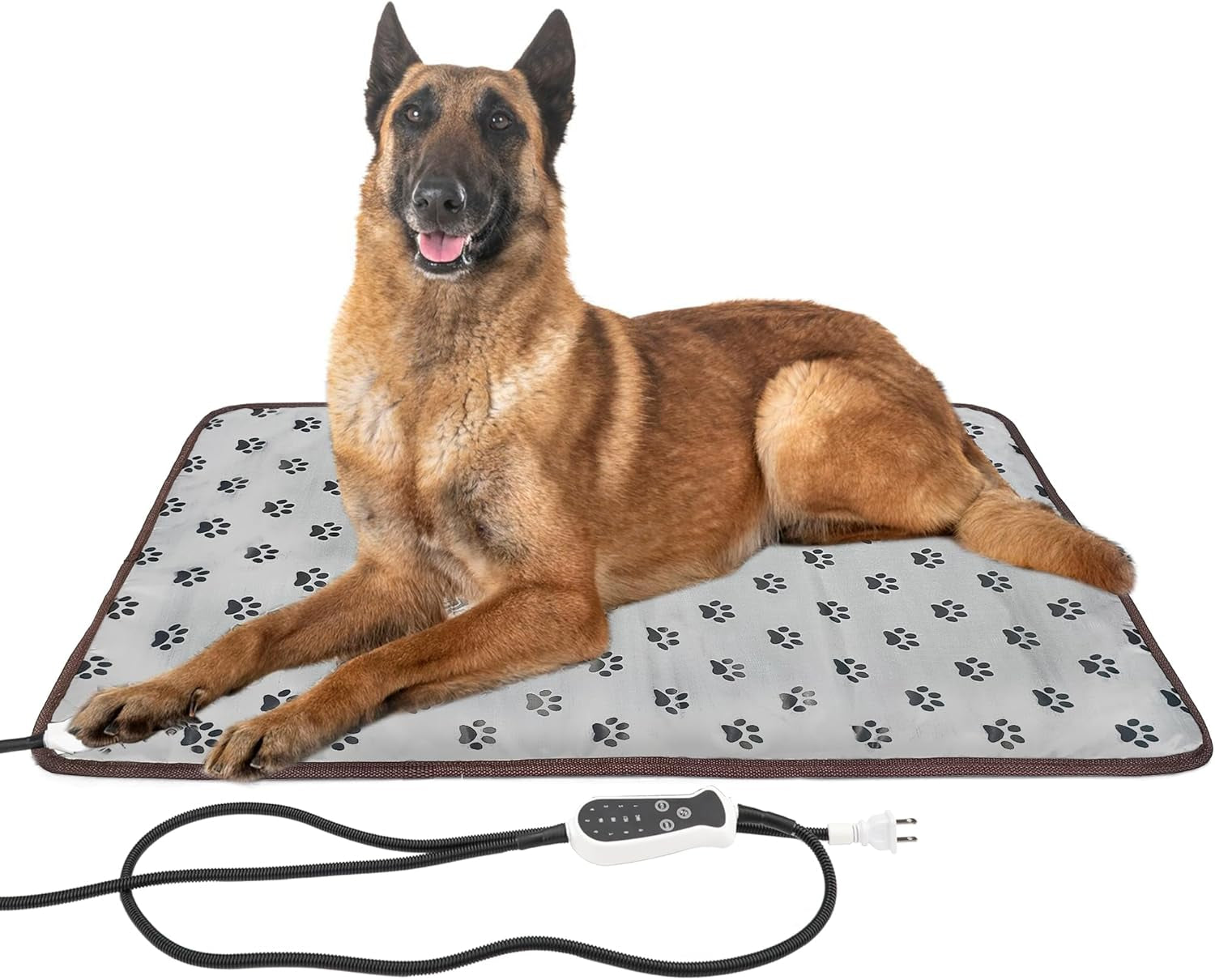 Pet Heating Pad 34"X21" Large Dog Cat Heating Pad Heated Ped Beds Dogs House Heater Electric Warming Pad for Puppies with Timer,Chew Resistant Cord,Easy Clean,Waterproof