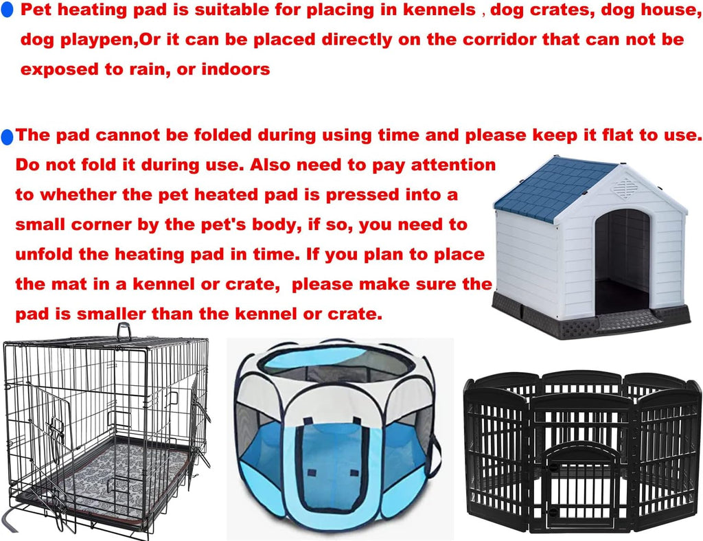 Pet Heating Pad 34"X21" Large Dog Cat Heating Pad Heated Ped Beds Dogs House Heater Electric Warming Pad for Puppies with Timer,Chew Resistant Cord,Easy Clean,Waterproof