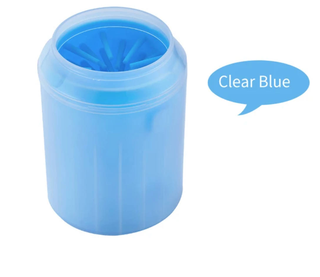 Portable dog paw cleaner cup shown at a convenient carrying size