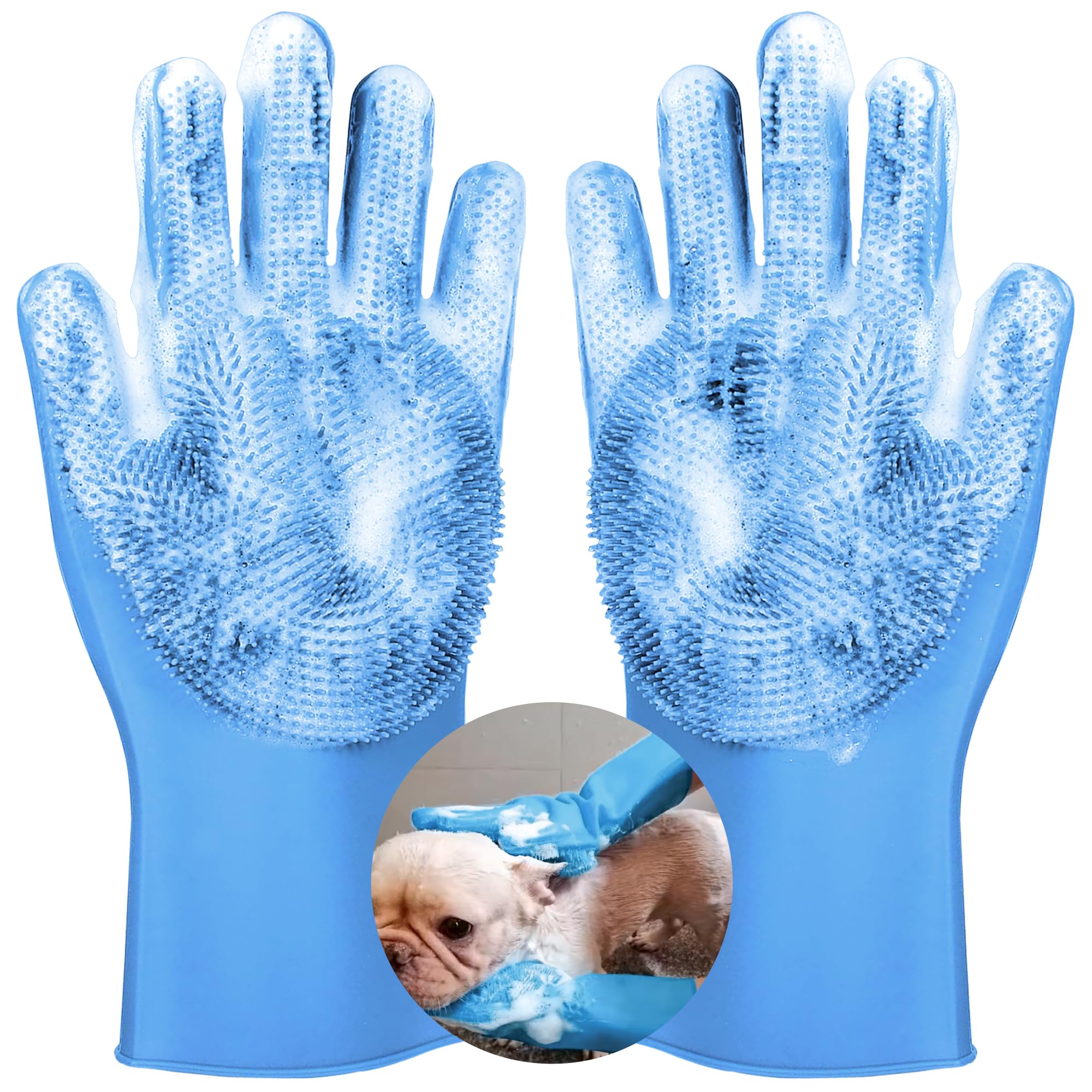 Silicone teeth detail on the pet bathing and grooming glove