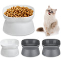 Angled design of the elevated cat bowls that eases neck and whisker strain